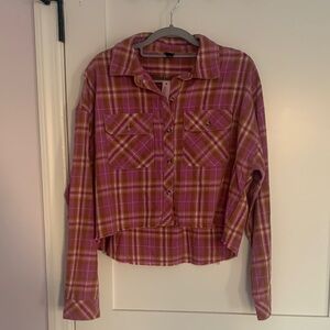 Wild Fable Pink and Brown Plaid Shirt